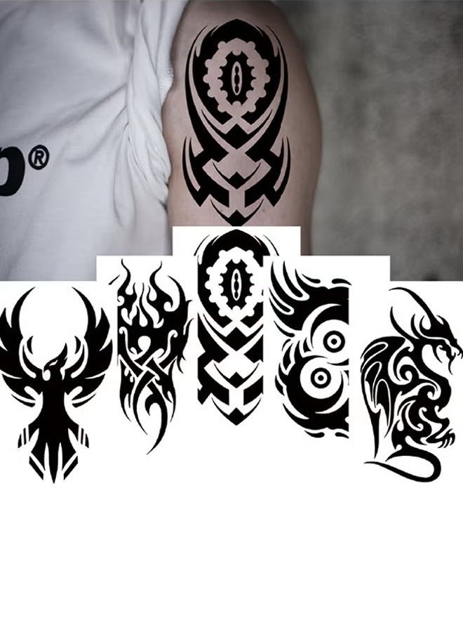 10 Pack Temporary Tattoos Big Tribal Totem Tattoo Sticker for Men Women Black Large Body Art Makeup Tattoo Waterproof Removable  - Image 2