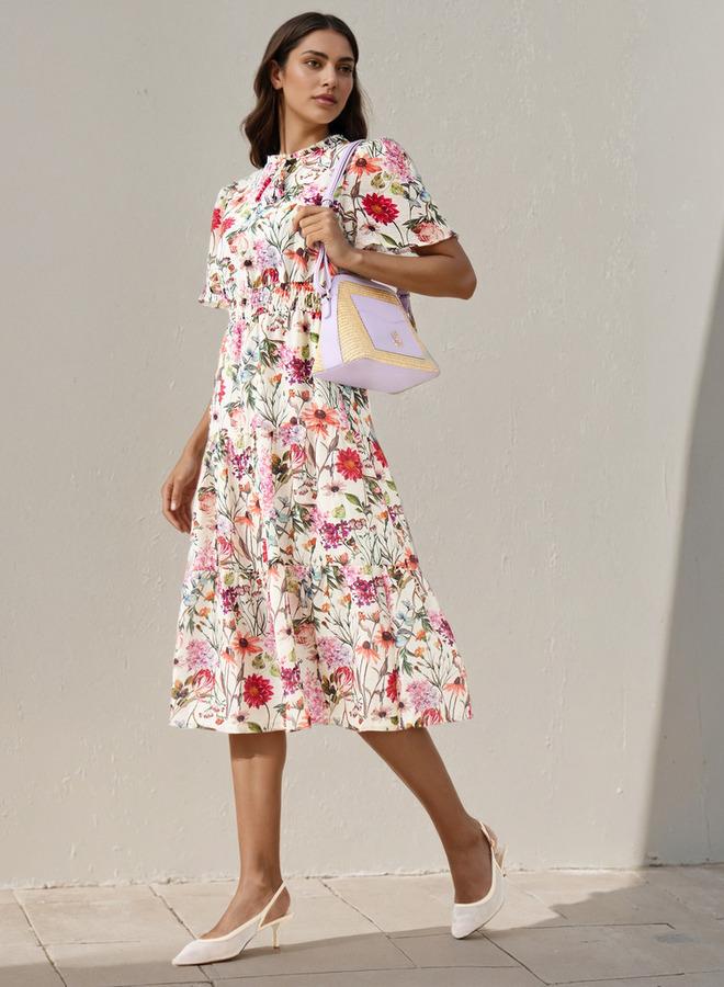 Splash FAV Tiered Midi Denim Dress with Flutter Sleeves - Image 2