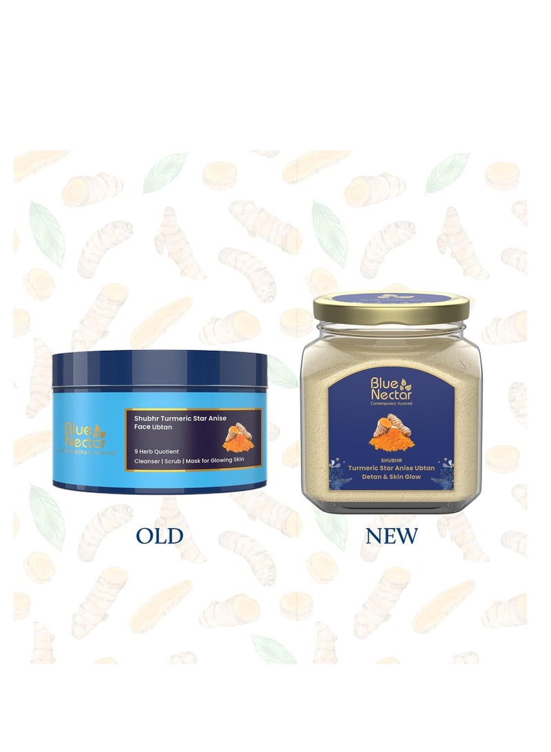 Blue Nectar Turmeric Ubtan Powder for Glowing Skin | Ayurvedic Ubtan Face Pack for Skin Brightening | Tan Removal Face Pack for Women & Men | (100gm + 15gm Free, 9 Herbs) - Image 2