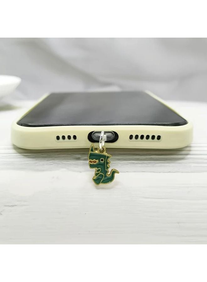 White Dinosaur Phone Dust Plug For Type C Port Protection - Image 2