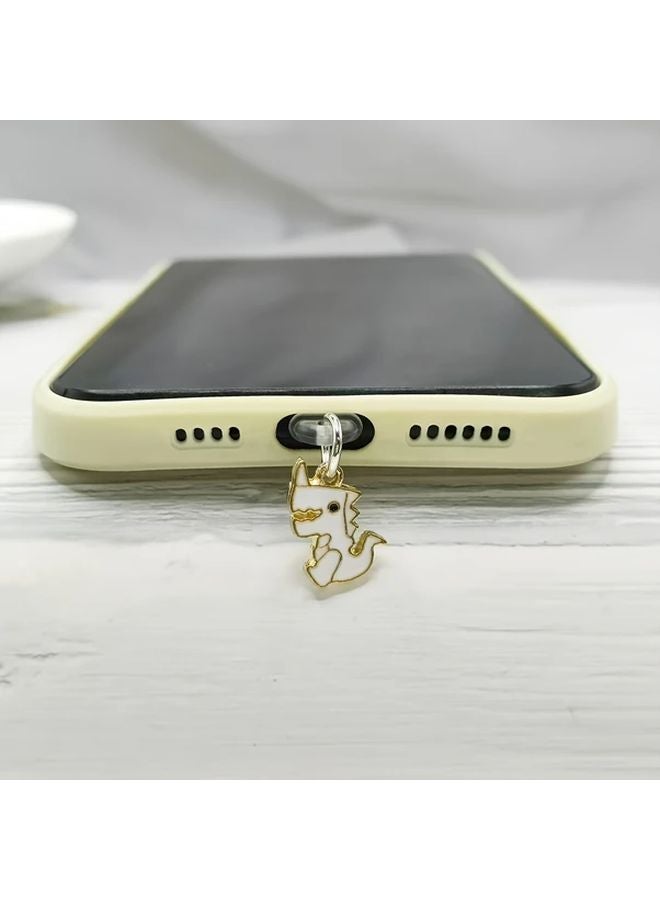 White Dinosaur Phone Dust Plug For Type C Port Protection - Image 4