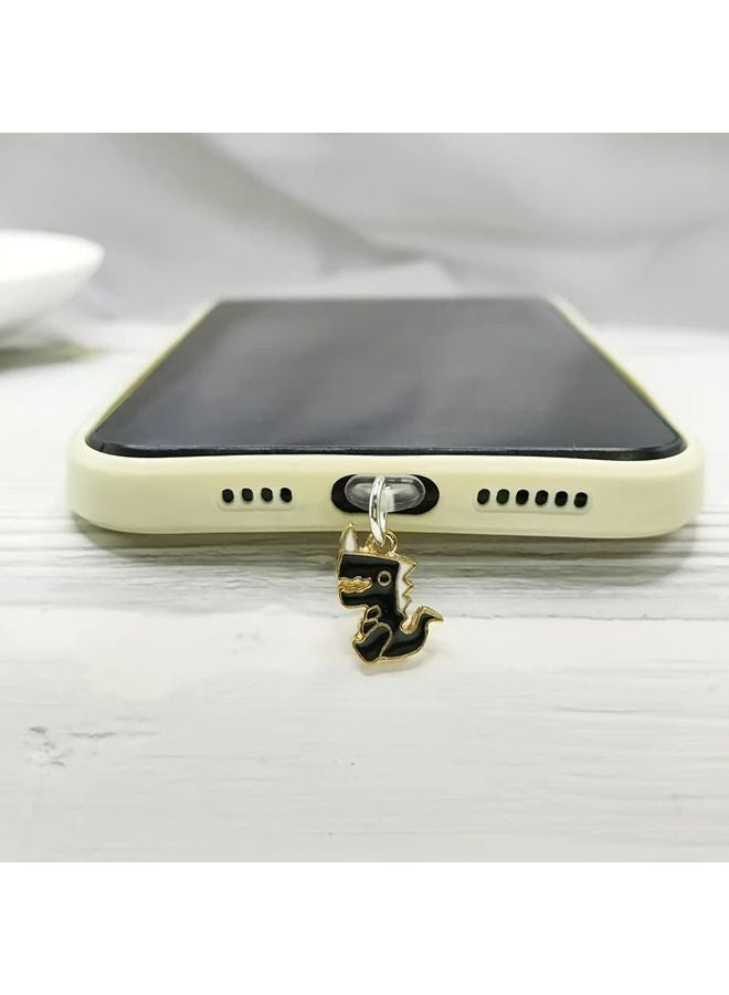 White Dinosaur Phone Dust Plug For Type C Port Protection - Image 3
