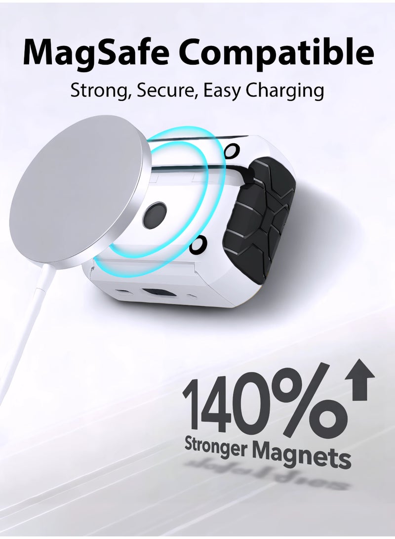 ARX AirPods Pro 3 Case with Secure Lock & Carabiner Clip, Rugged Shockproof Protective Cover (MagSafe Compatible, Front LED Visible) – White - Image 4