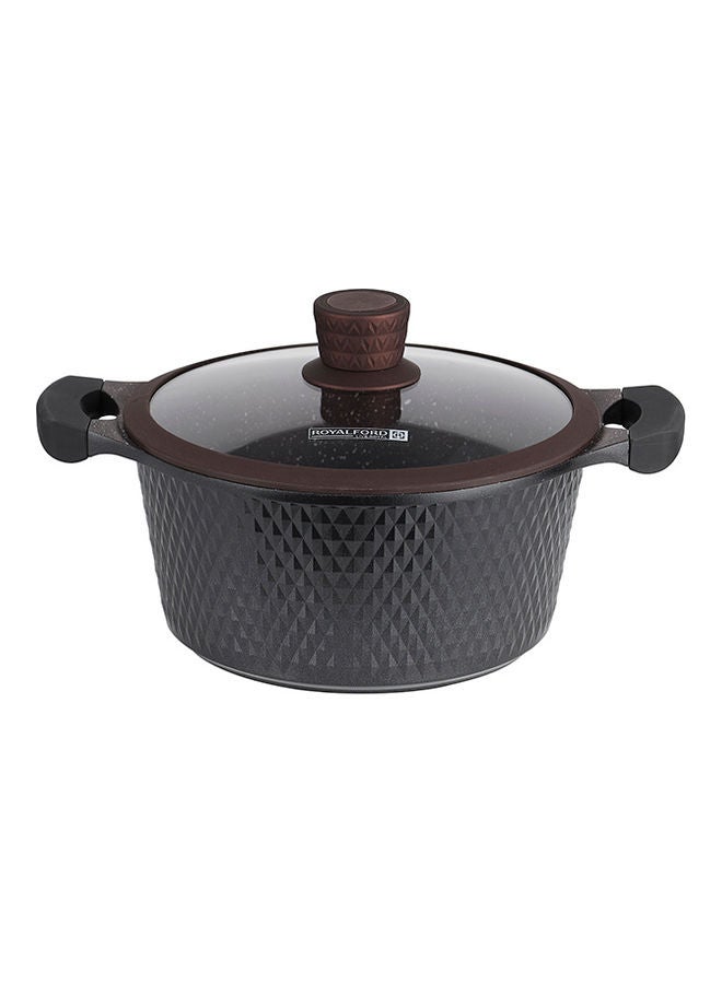 Royalford Die-Cast Cookware Set with Durable Granite Coating, RF10336 | 10 Pcs Cookware | Tempered Glass Lid | Heavy-Duty Bakelite Handles | Compatible with Multiple Hob Black - Image 2