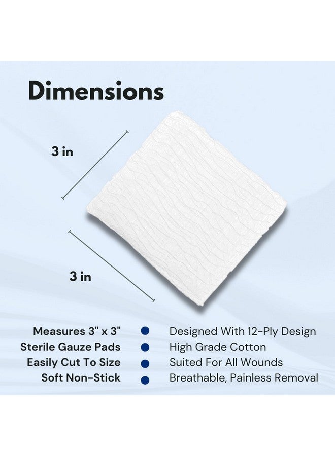 Dealmed Dealmed 3’’ x 3’’ Sterile Gauze Pads (100 Count) Disposable and Individually Wrapped Medical Gauze Pads, Wound Care Product for First Aid Kit and Medical Facilities (Pack of 1) - Image 3