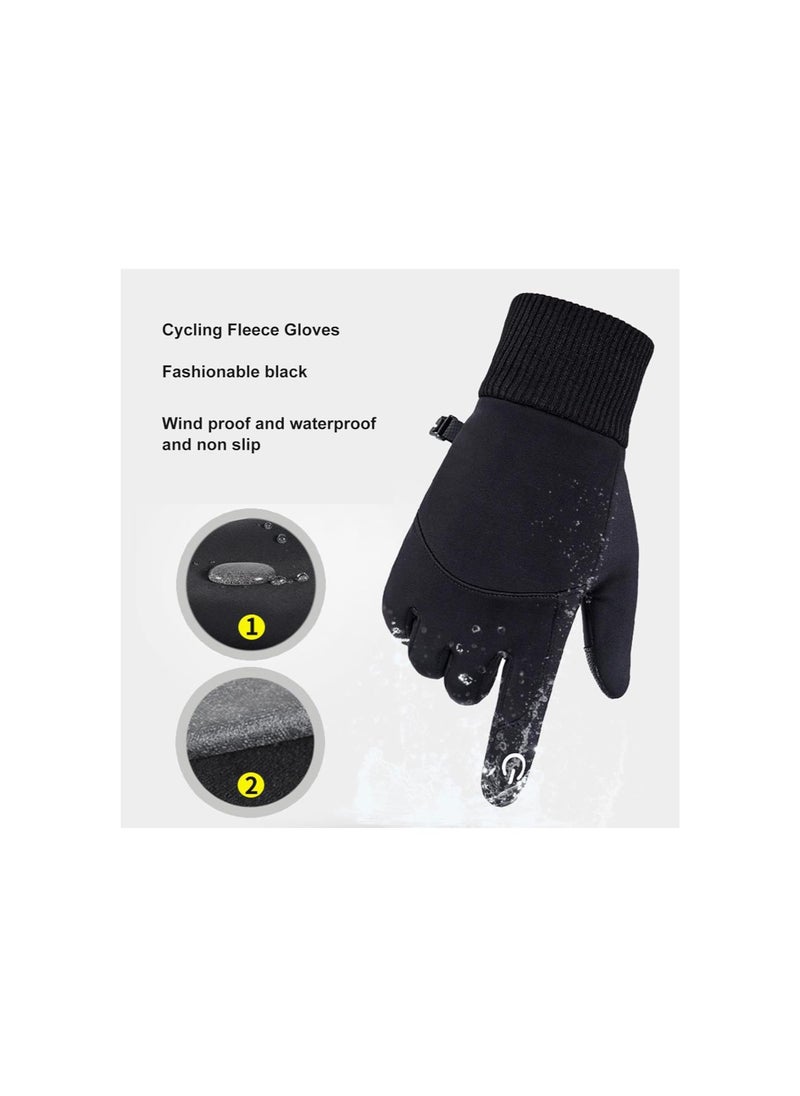 Generic - Skiing Fleece Gloves, Black Waterproof Winter Fleece Gloves Unisex for Camping - Image 1