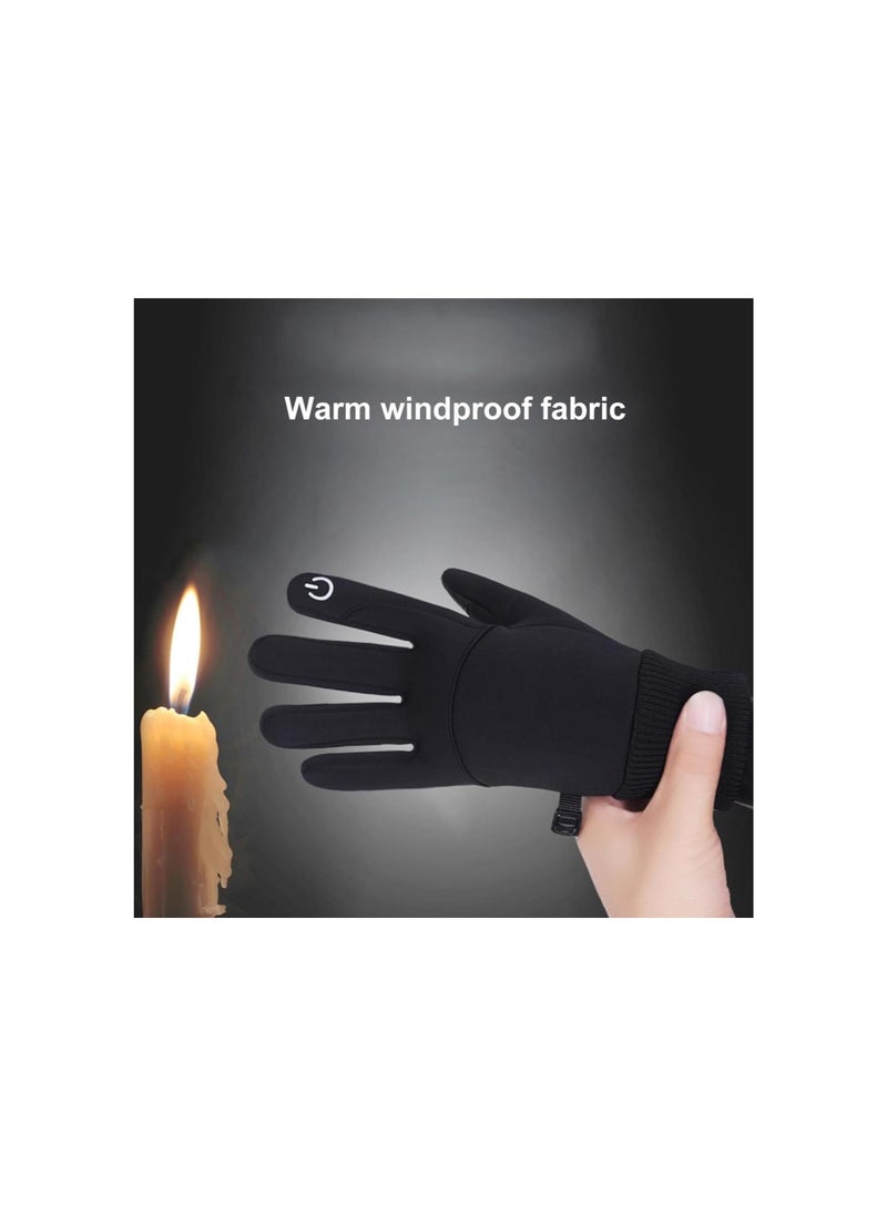 Generic - Skiing Fleece Gloves, Black Waterproof Winter Fleece Gloves Unisex for Camping - Image 1