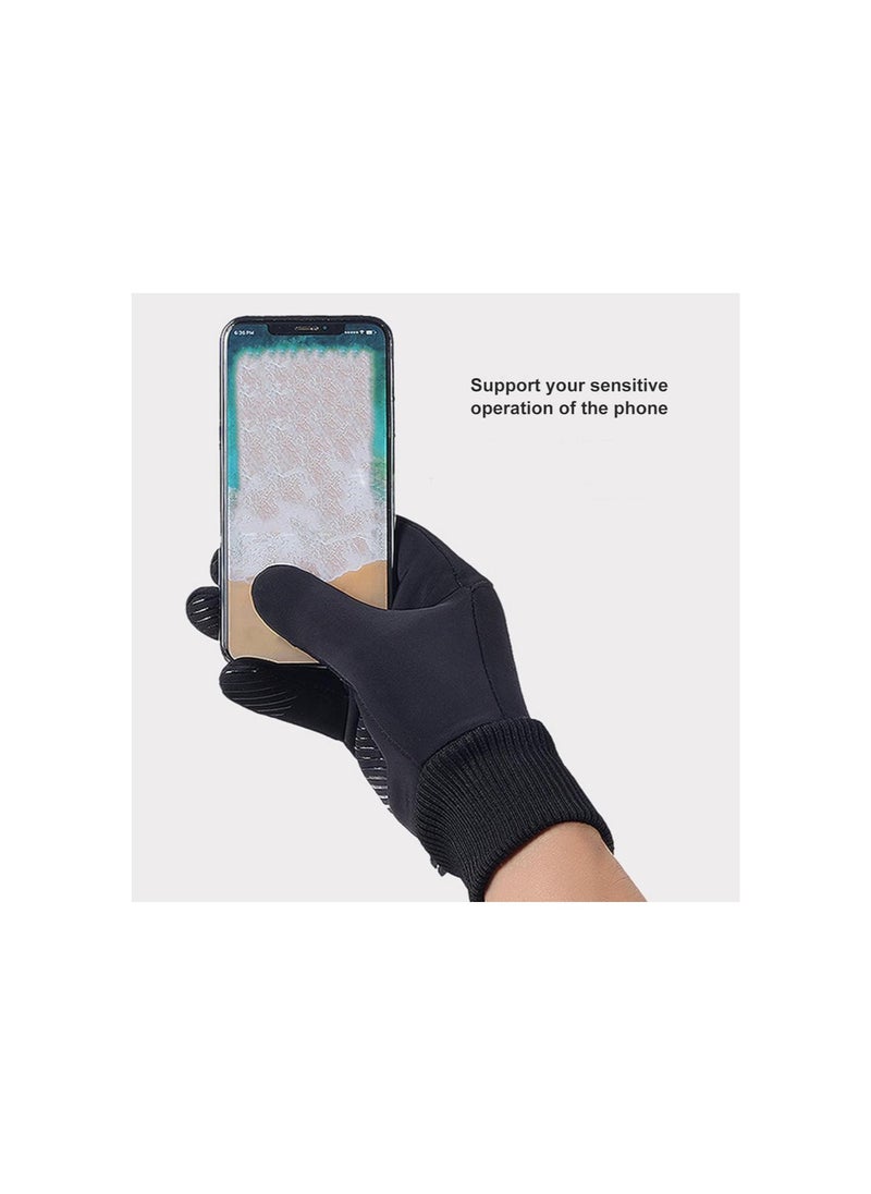 Generic - Skiing Fleece Gloves, Black Waterproof Winter Fleece Gloves Unisex for Camping - Image 1