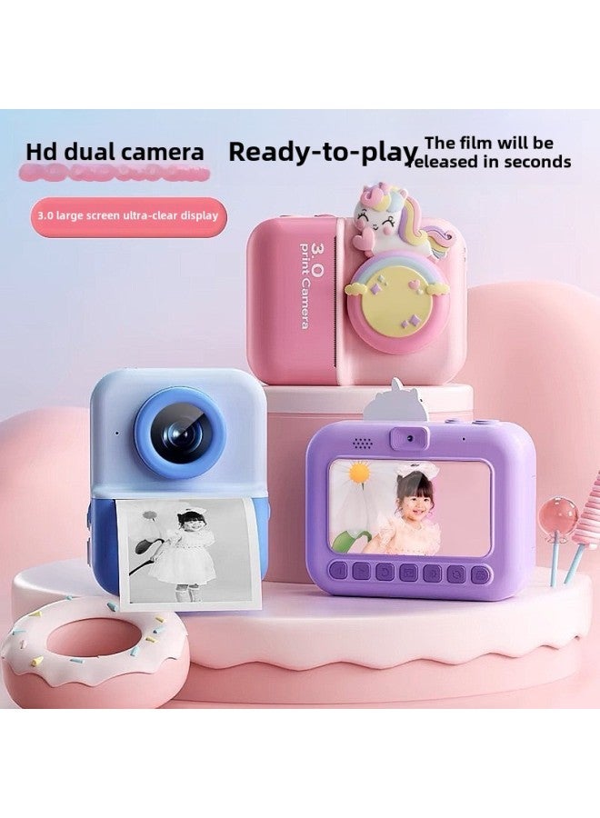 Generic Private Model Children's 3-inch Screen Print Camera Instant Portable HD Digital Camera-Color:Blue + 32g + Card Reader (dual Lens Without Lens Cap)  - Image 3
