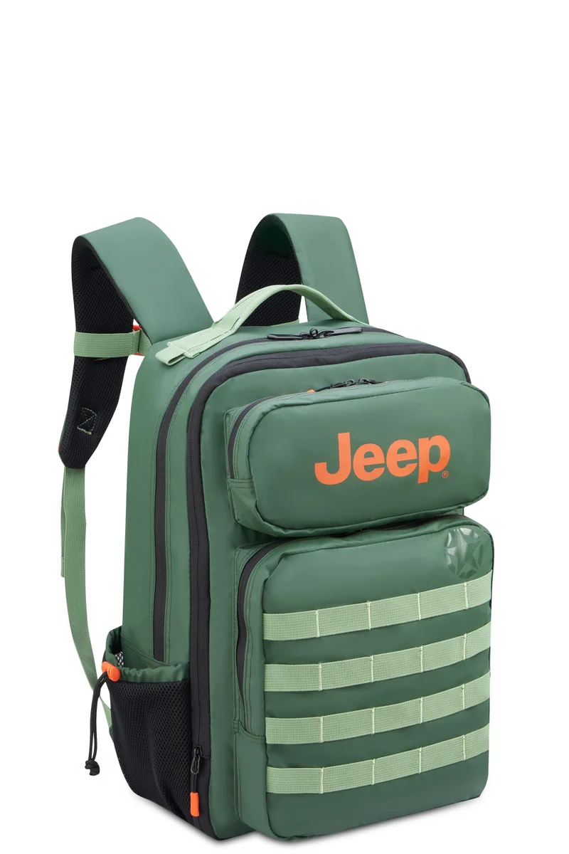 Jeep JEEP TACTICAL Padded Laptop Backpack With Water-Repellent, 15.6Inch - Green & Get Free Lunch Bag - ARMY (Green) (Set of 2pcs Bundle)