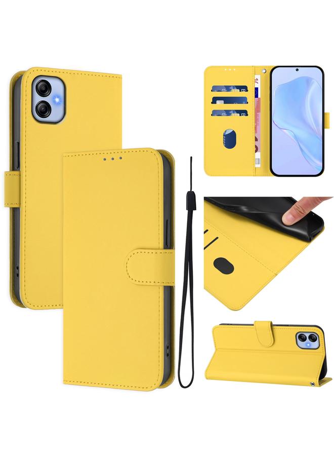 S-TOP Case For Samsung Galaxy A04e / F04 / M04 4G Skin Feel Solid Color Leather Phone Case with Lanyard - Image 1