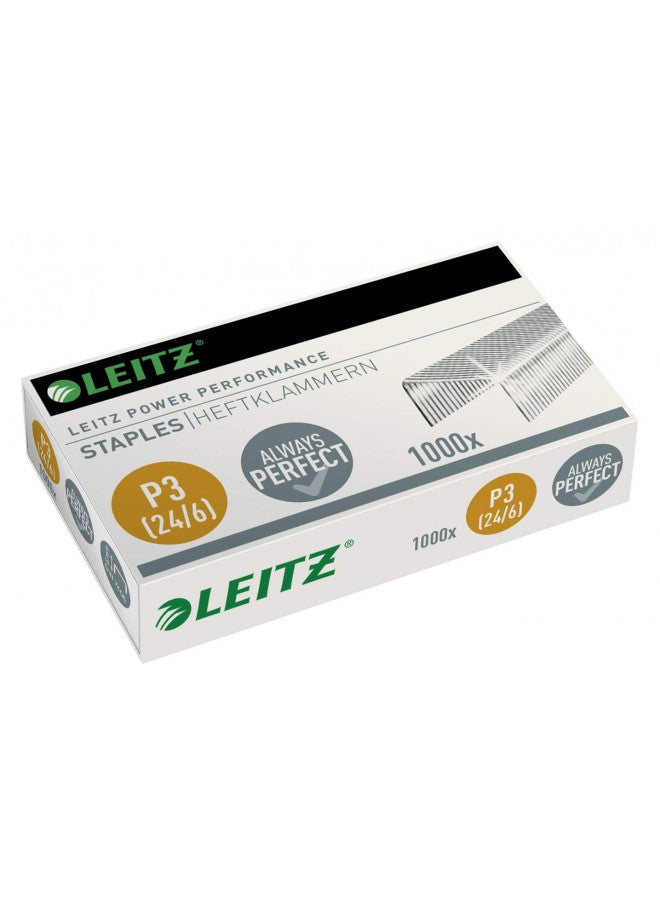 LEITZ لايتز 55700000 دبابيس أداء الطاقة P3 24/6، فولاذ قوي، طول 6 مم، 1000 دبابيس، سعة تصل إلى 30 ورقة - Image 1
