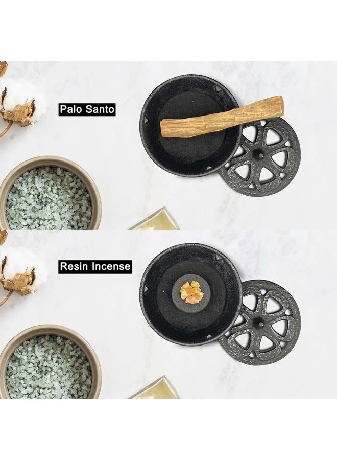 MENDUNER Incense Burner, Incense Burner Holder, Cast Iron Incense Burner with Incense Stick Holder and Fireproof Cotton. Ideal for Incense Sticks, Resin Incense, Cone Incense and Ritual Purpose, Decor, Etc.… - Image 5