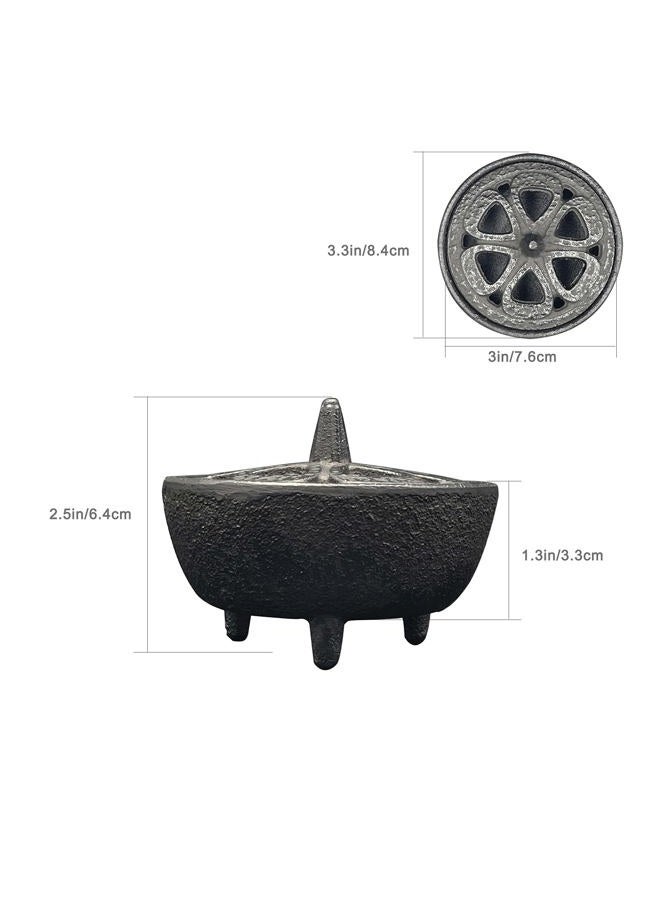 MENDUNER Incense Burner, Incense Burner Holder, Cast Iron Incense Burner with Incense Stick Holder and Fireproof Cotton. Ideal for Incense Sticks, Resin Incense, Cone Incense and Ritual Purpose, Decor, Etc.… - Image 2