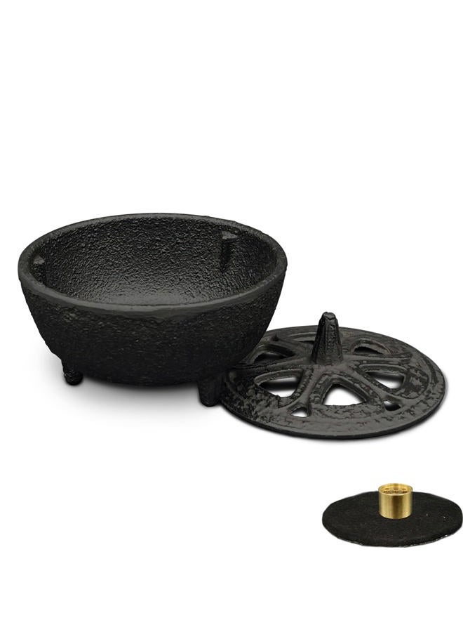 MENDUNER Incense Burner, Incense Burner Holder, Cast Iron Incense Burner with Incense Stick Holder and Fireproof Cotton. Ideal for Incense Sticks, Resin Incense, Cone Incense and Ritual Purpose, Decor, Etc.… - Image 1