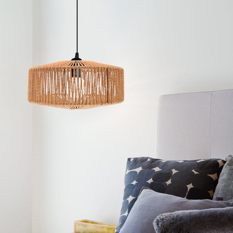 Paper Rope Woven Lampshade Vintage Lamp Shade Woven Paper Rope Lamp Cover - Image 5