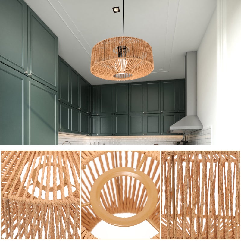 Paper Rope Woven Lampshade Vintage Lamp Shade Woven Paper Rope Lamp Cover - Image 3