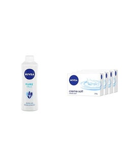 Pure Talc Gentle Care Talcum Powder 400G And Soap Creme Soft For Hands And Body 125G (Buy 2 Get 2)