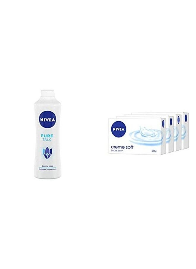 Nivea - Pure Talc Gentle Care Talcum Powder 400G And Soap Creme Soft For Hands And Body 125G (Buy 2 Get 2) - Image 1