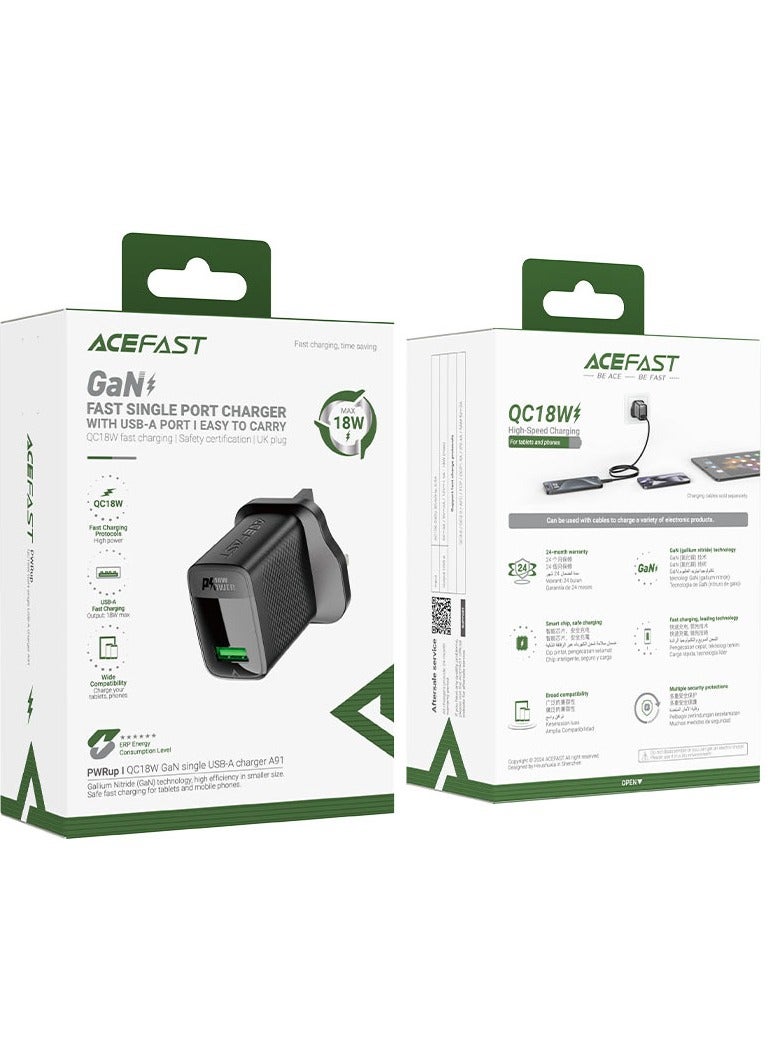 ACEFAST Fast Charge Wall Charger A91 QC18W GaN (1xUSB-A) - Image 3