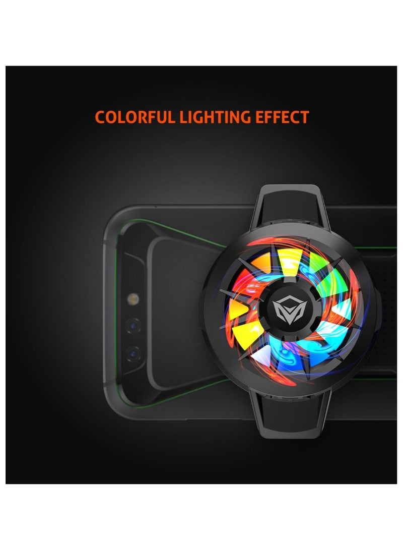 Meetion Mobile Phone Cooling Back Clip CP100 Semiconductor Refrigeration Bracket Rapid Cooling Supper Slint RGB Light Design (Black) - Image 4