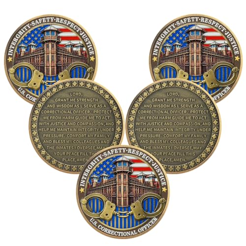 IELCJJ 5PCS Colorful Thin Silver Line Challenge Coin - Correctional Officer Prison Police Thin Gray Line Medallions - Thank You Law Enforcement Corrections Officer Gifts - Honor US Correctional Officers - Image 1