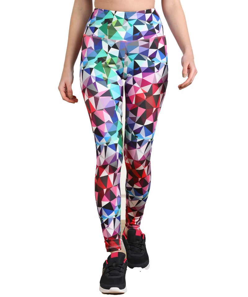 Rock Paper Scissors Women's Skinny Fit Polyester Blend High Rise High Rise Leggings (ONSWG-TIGHTS-PRISM-2XL_Multicolour_2XL) - Image 1
