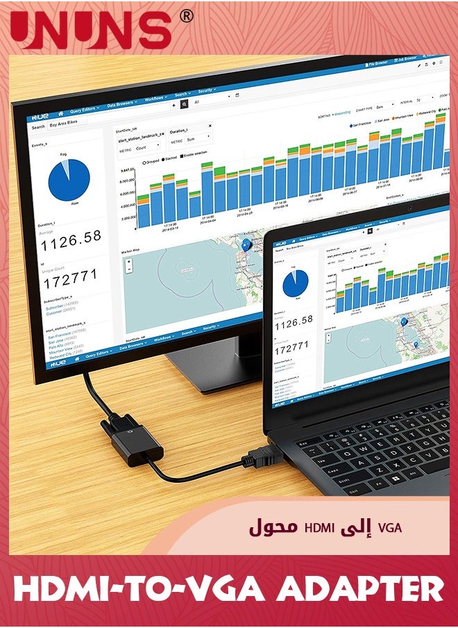 UNUNS محول DisplayPort إلى VGA، محول DP إلى VGA مطلي بالذهب بدقة 1080 بكسل ذكر إلى أنثى، متوافق مع الكمبيوتر/الكمبيوتر المكتبي/الكمبيوتر المحمول/الكمبيوتر الشخصي/الشاشة/جهاز العرض، HDTV  - Image 2