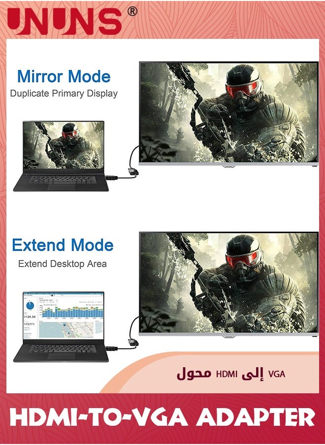 UNUNS محول DisplayPort إلى VGA، محول DP إلى VGA مطلي بالذهب بدقة 1080 بكسل ذكر إلى أنثى، متوافق مع الكمبيوتر/الكمبيوتر المكتبي/الكمبيوتر المحمول/الكمبيوتر الشخصي/الشاشة/جهاز العرض، HDTV  - Image 4