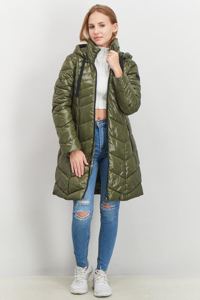 Sam Edelman Women Quilted Puffer Jacket, Olive - Image 1