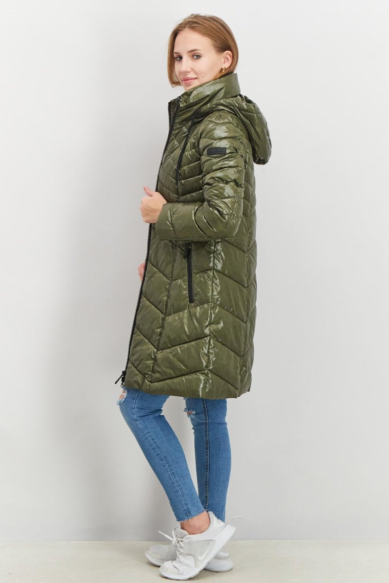 Sam Edelman Women Quilted Puffer Jacket, Olive - Image 3