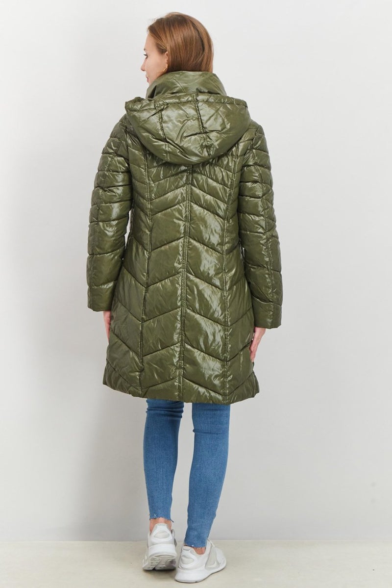 Sam Edelman Women Quilted Puffer Jacket, Olive - Image 2