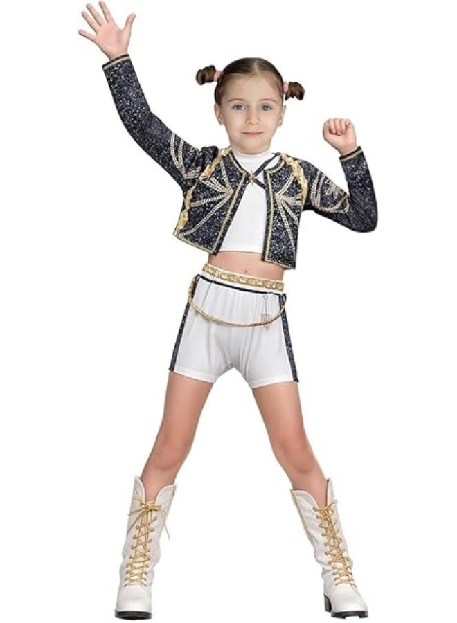 زي رقص أداء للفتيات، زي تنكري للأطفال، فستان مسرحي لامع - Image 3