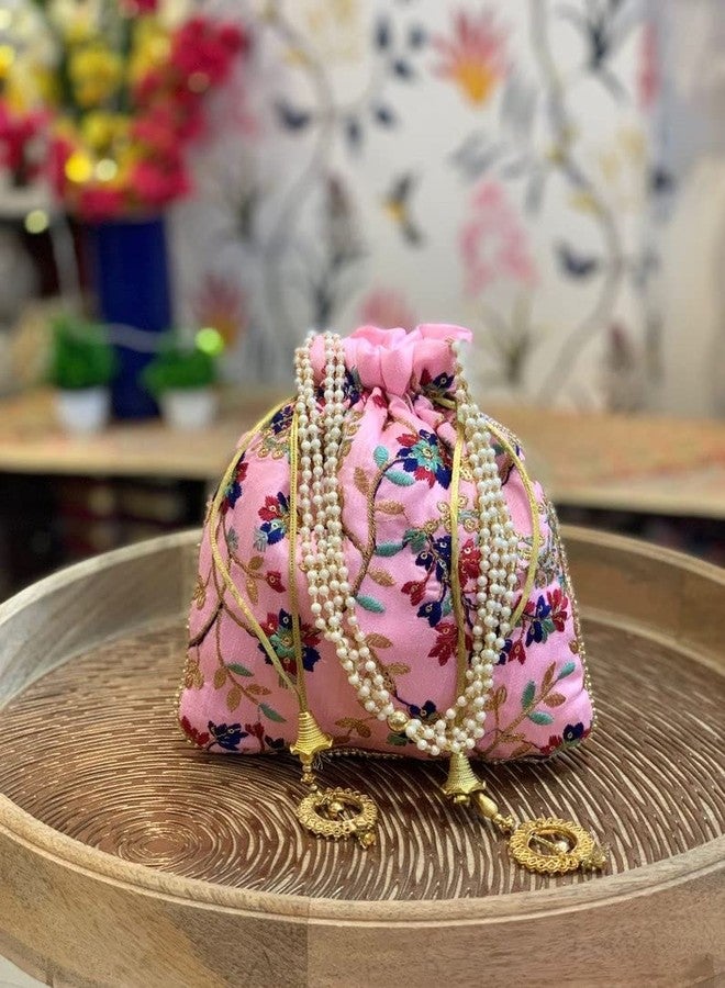 IGH 20 Pcs Embroidered Silk Pouch Bag Designer Women Potli Bags Handle Purse Clutch Purse for Women Festive & Weddings Gift - Image 4