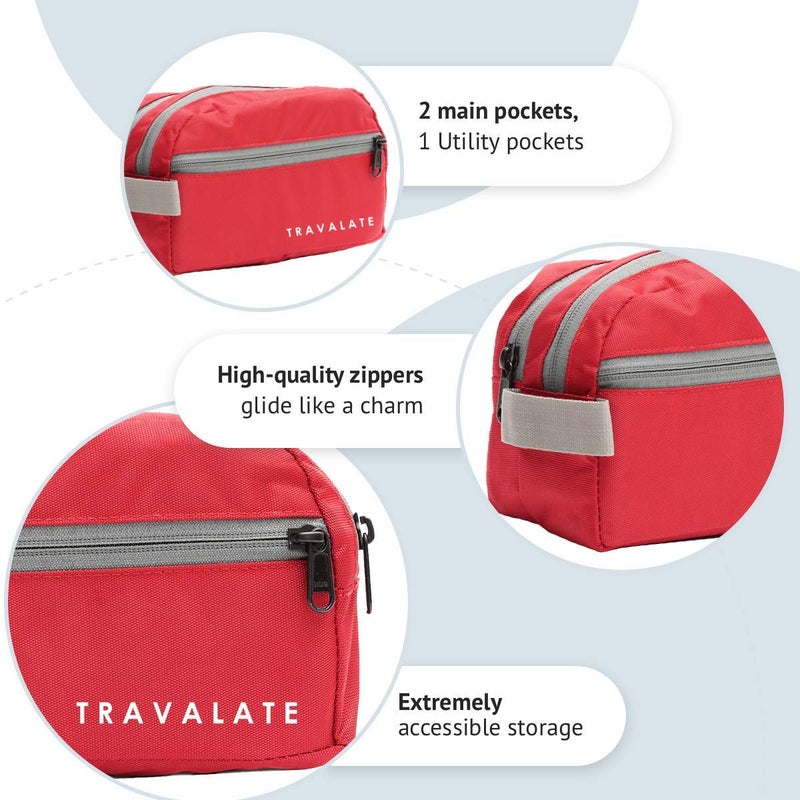 TRAVALATE Polyester Travel Toiletry Bag | For Man And Women | Multipurpose | Water Resistant (Red & Grey), Large , 9 cm - Image 4