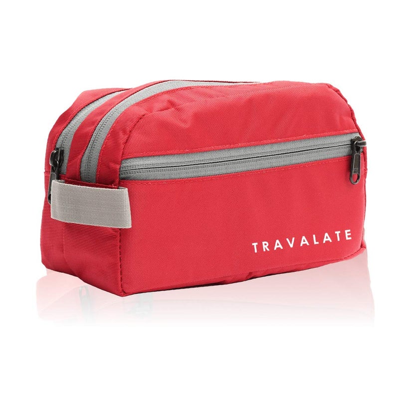TRAVALATE Polyester Travel Toiletry Bag | For Man And Women | Multipurpose | Water Resistant (Red & Grey), Large , 9 cm - Image 1