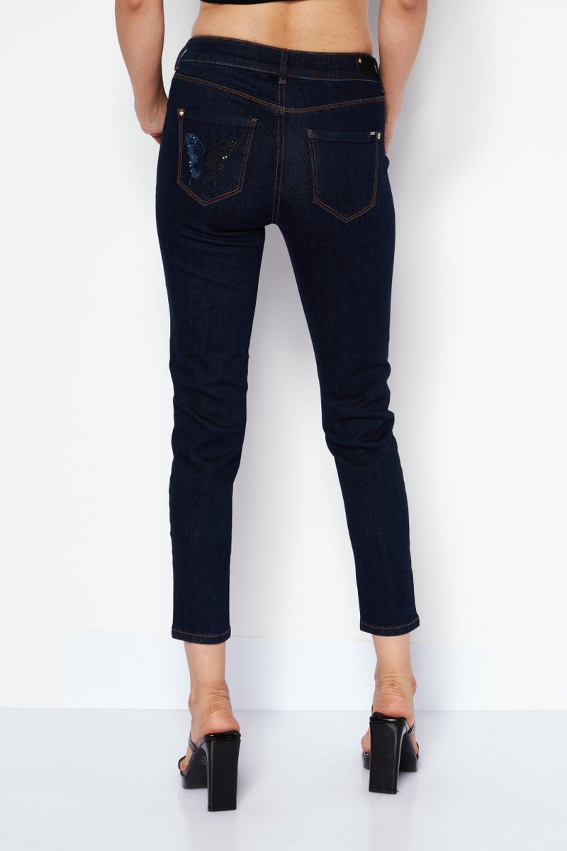 ONLY جينز دنيم ضيق للنساء، لون أزرق داكن - Image 3