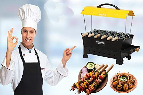Wellberg Electric Charcoal Barbeque 8 Skewers Multi PurposeIron Black Electric Grill - Image 4