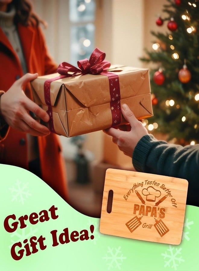 Personalized Gifts Laser Engraved Cutting Board Everything Tastes Better Off Papa's Grill Decorative Rectangle Shaped Wood Cutting Board - Image 2