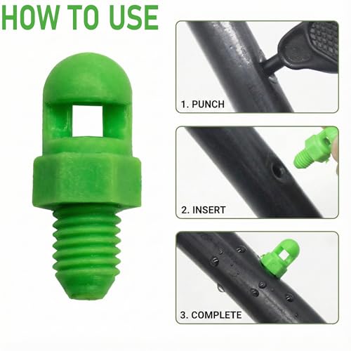 APPSTER (100pcs) 360° Refraction Sprinkler Misting Nozzle | Water Saving Irrigation Mist Sprayer for Garden Plants, Lawn, Greenhouse & Agriculture | Micro Spray Heads for PE/PVC Drip Systems - Image 5
