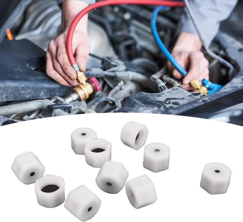 50PCS Car Air Conditioning Valve Caps, AC System Seal Kit with Strong Sealing and Compact Size, Replacement Valve Caps for Cars Trucks Engineering Vehicles (1/2in) - Image 3