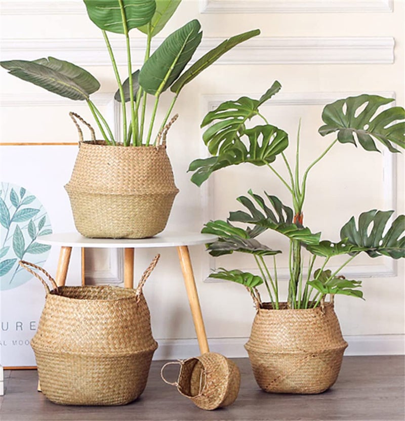 DOKOT Large Woven Seagrass Belly Basket for Plant, Grocery, Picnic, 12" Diameter x 14" Height - Image 2