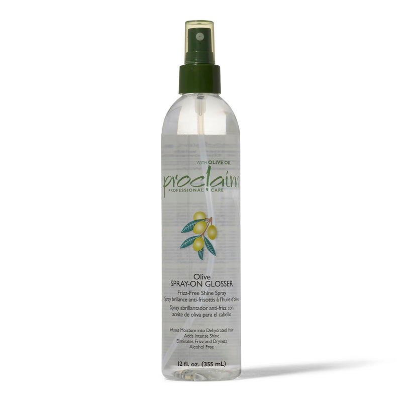 Proclaim Olive Spray On Glosser, Detangling, Smoothing, Antifrizz, Relaxed or Permed Hair, Paraben free, Sulfate Free, Enhances Color - Image 1