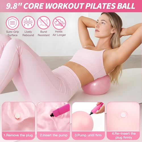 NANATI Pilates Kit 19PCS,Pilates Essentials Kit for Women,Pilates Equipment with 14.5" Pilates Ring and Ball,8 Resistance Bands,Ankle Weights,Sliders & Grip Socks Accessories for Starter Home Workouts - Image 4