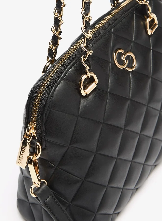 Celeste Women's Quilted Tote Bag with Top Handles and Zip Closure