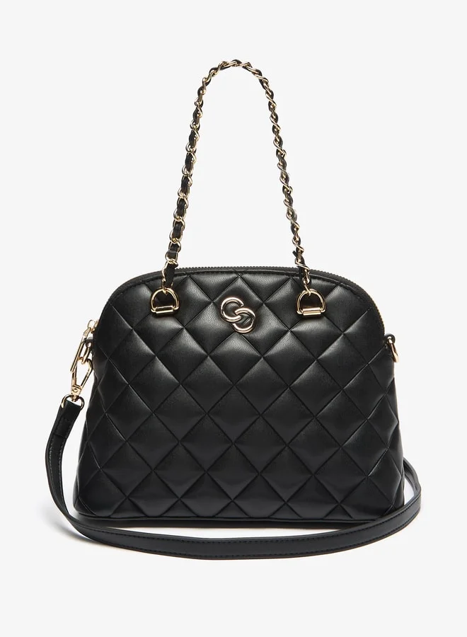 Celeste Women's Quilted Tote Bag with Top Handles and Zip Closure