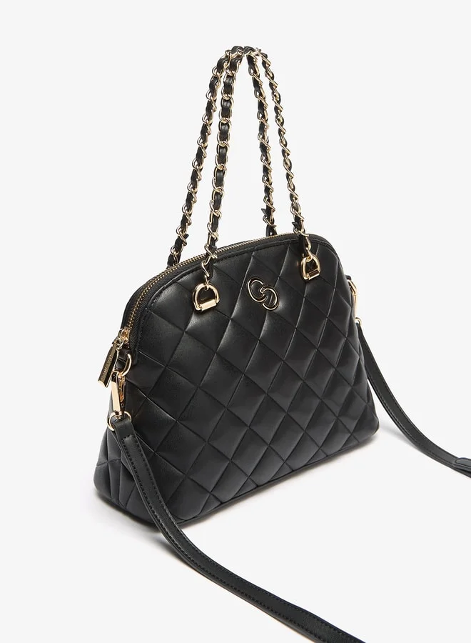 Celeste Women's Quilted Tote Bag with Top Handles and Zip Closure