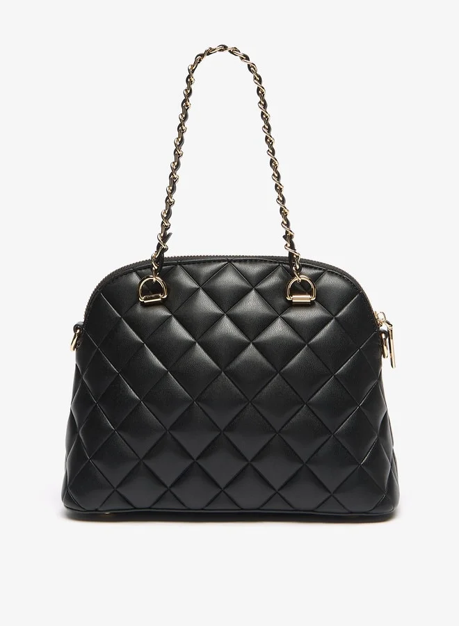 Celeste Women's Quilted Tote Bag with Top Handles and Zip Closure