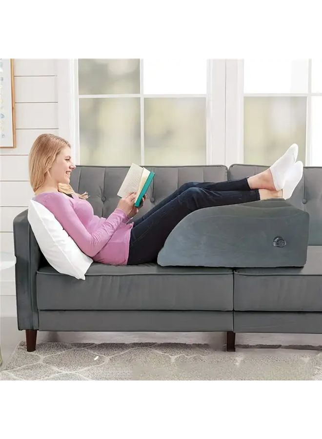 Gray Inflatable Leg Elevation Pillow Soft Wedge for Swelling Ergonomic Carry - Image 1