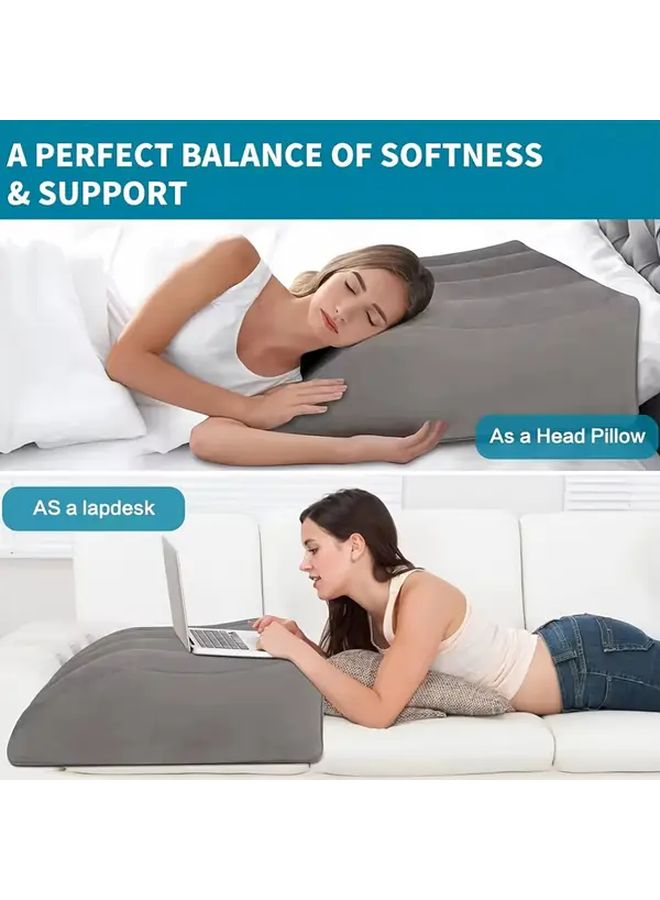 Gray Inflatable Leg Elevation Pillow Soft Wedge for Swelling Ergonomic Carry - Image 2